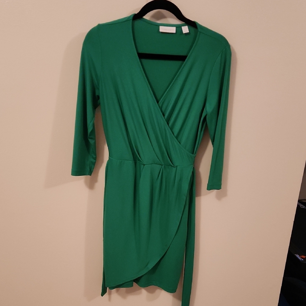 New York & Company Vibrant Green Long Sleeve Dress